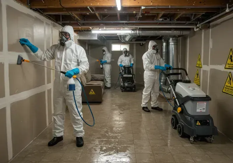 Basement Moisture Removal and Structural Drying process in Oak Harbor, OH